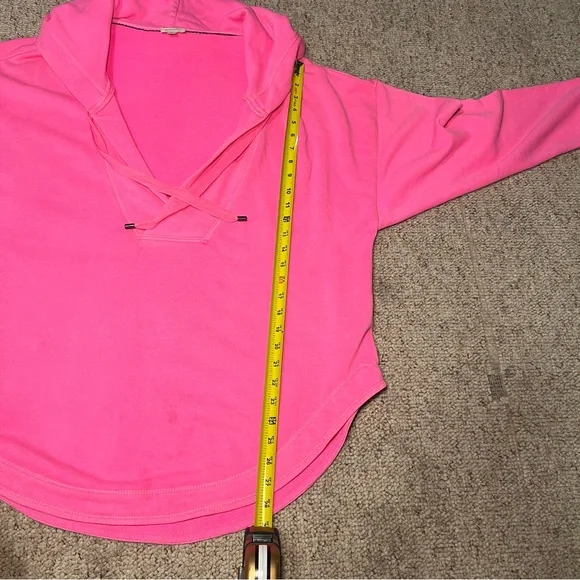 anthropologie Pilcro Warfside Hooded Sweatshirt Bright Pink Sz XL Oversized - Picture 9 of 13